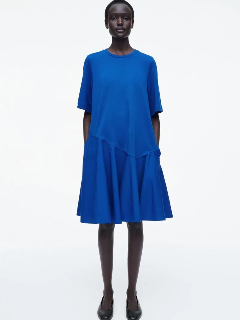 COS Bright Cobalt Asymmetric Mini T-Shirt Dress size XS